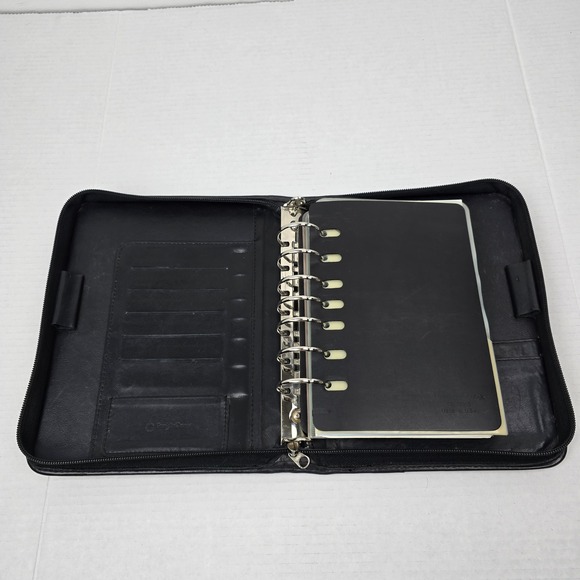 Franklin Covey Black Leather Floral Tapestry Zip Planner Binder Classic - Picture 15 of 16